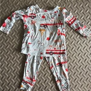 Posh Peanut Red and White Vehicle Print Pajama Set